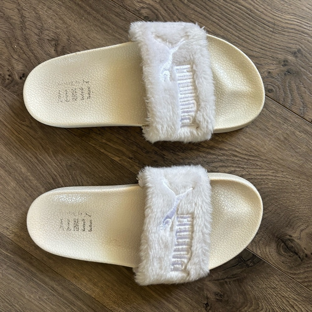 Puma Fenty by Rihanna White Fur Slides